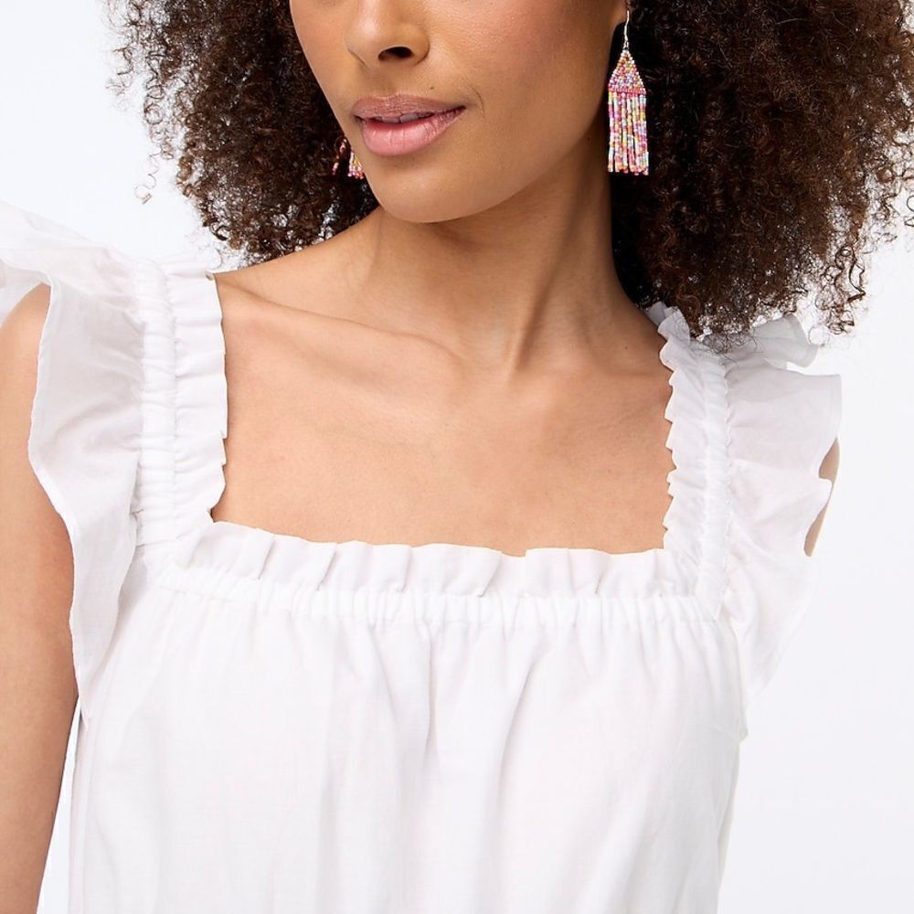 NWT JCREW Flutter-sleeve mini cotton dress with neon embroidery 10 - Picture 4 of 9